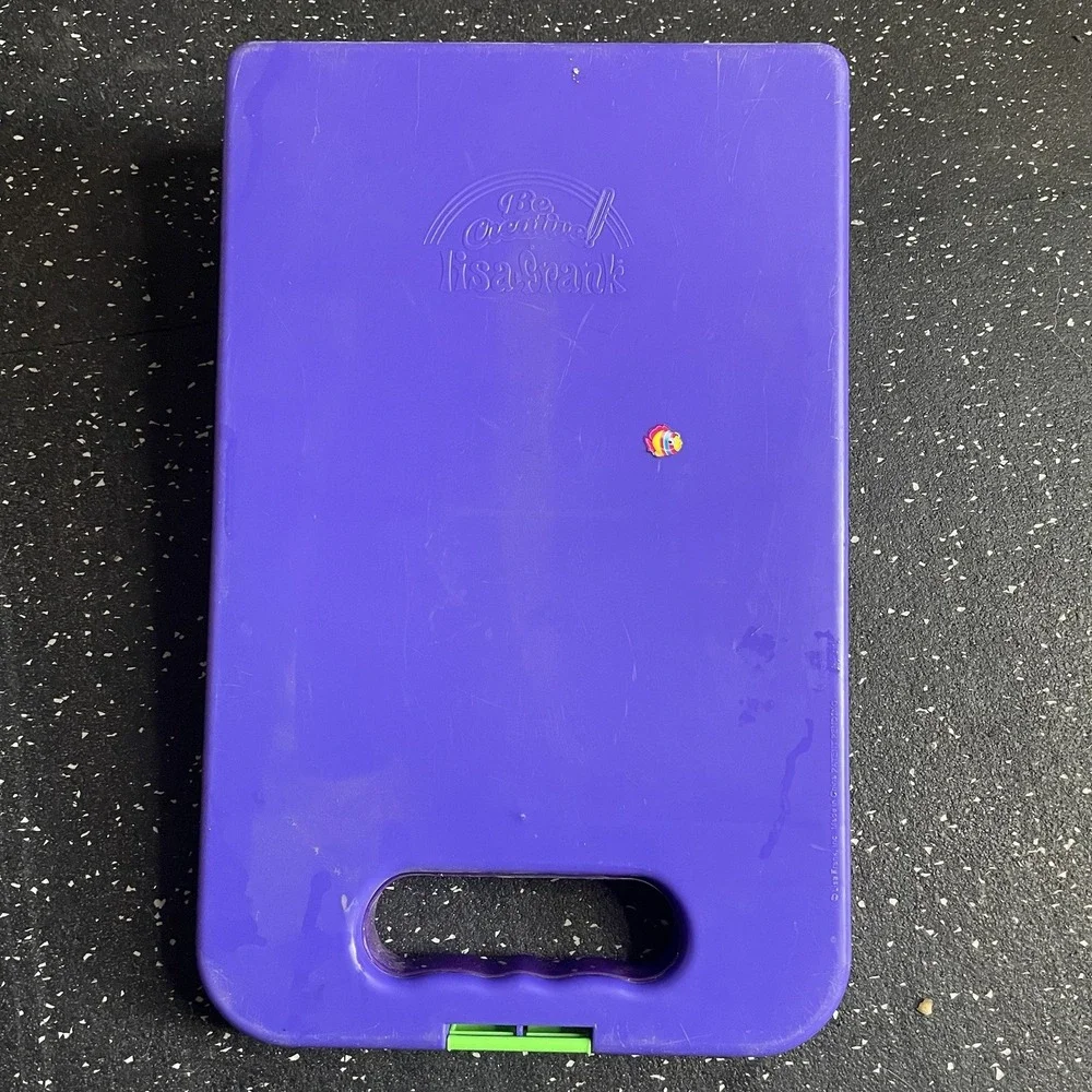 VTG LISA FRANK Funky Monkey Bongo Purple Hard‎ Plastic Clipboard Supply Case